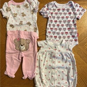 Lot of 3 Onesies and one with matching pants